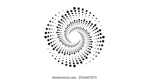 The halftone texture is monochrome. Vector chaotic background. circle vector