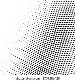 Halftone texture is a monochrome wave. Abstract black and white background of dots