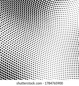 Halftone texture is a monochrome wave. Abstract black and white background of dots