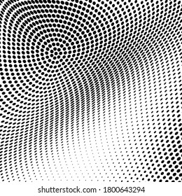 Halftone texture is a monochrome wave. Abstract black and white background of dots