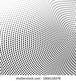 Halftone texture is a monochrome wave. Abstract black and white background of dots