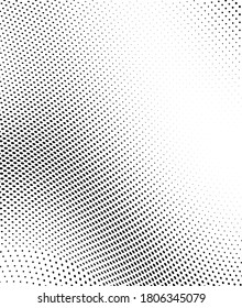 Halftone texture is a monochrome wave. Abstract black and white background of dots