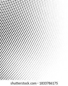 Halftone texture is a monochrome wave. Abstract black and white background of dots