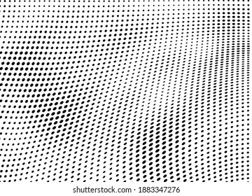 La textura media es monocroma. Una ola de puntos. Resumen de textura en blanco y negro. Los puntos de tinta se colocan al azar sobre un fondo blanco. Textura de arte pop para imprimir en papel envolvente, tarjetas de visita
