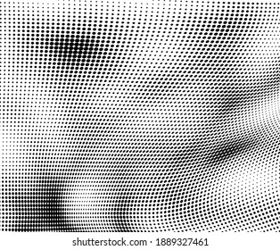 Die Halbtonstruktur ist einfarbig. Eine Punktwelle. Abstrakte schwarz-weiße Textur. Tintenpatronen auf weißem Hintergrund. Pop-Art-Textur zum Bedrucken auf Verpackungspapier, Visitenkarten