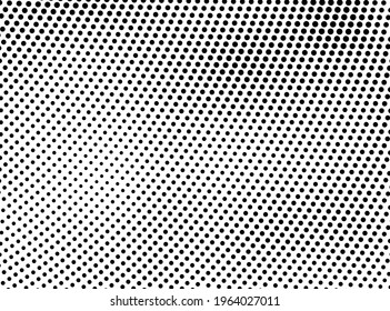 Die Halbtonstruktur ist einfarbig. Eine Punktwelle. Abstrakte schwarz-weiße Textur. Tintenpatronen auf weißem Hintergrund. Pop-Art-Textur zum Bedrucken auf Verpackungspapier, Visitenkarten