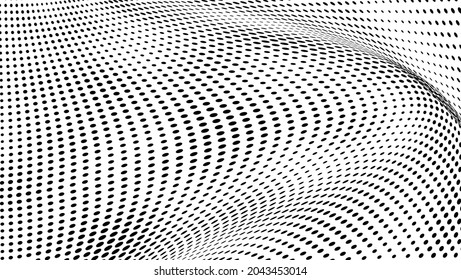 Die Halbtonstruktur ist einfarbig. Eine Punktwelle. Abstrakte schwarz-weiße Textur. Tintenpatronen auf weißem Hintergrund. Pop-Art-Textur zum Bedrucken auf Verpackungspapier, Visitenkarten