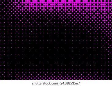 Textura de semitonos con puntos rosas sobre fondo negro. Minimalismo, Vector. Fondo para carteles, Sitios web, tarjetas de visita, diseño de postales