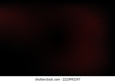 Textura de semitono con puntos rojos sobre un fondo negro. Minimalismo, vector. Fondo para afiches, sitios, tarjetas de visita, postales, diseño interior