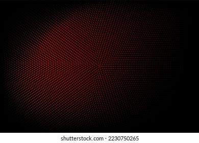 Textura de semitono con puntos rojos sobre un fondo negro. Minimalismo, vector. Fondo para afiches, sitios, tarjetas de visita, postales, diseño interior