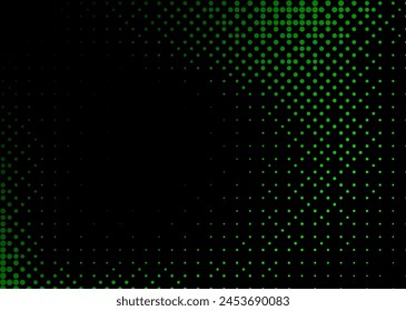 Halftone texture with red dots on a black background. Minimalism, vector. Background for posters, websites, business cards, postcard design