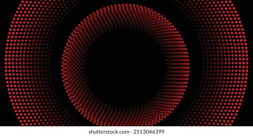 Halftone texture with red dots on a black background. Minimalism, vector.