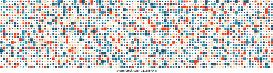 Halftone texture. Retro pattern with colorful squares for poster or banner. Horizontal halftone background with color elements for your design. Vector texture.