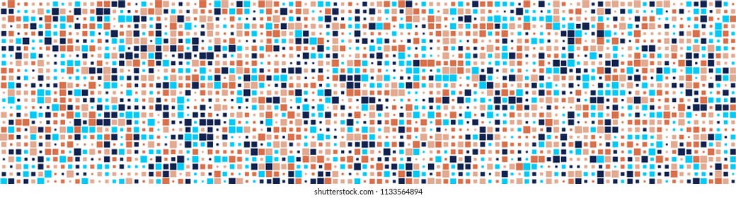 Halftone texture. Retro pattern with colorful squares for card or print. Horizontal halftone background with color elements for your design. Vector texture.