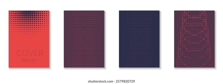 Halftone Texture Set. Color Art With Memphis Elements. Linear Frame With Geometric Design. Music Flyer. Minimalist Business Template. Geometric Book Cover. Trendy Halftone Texture