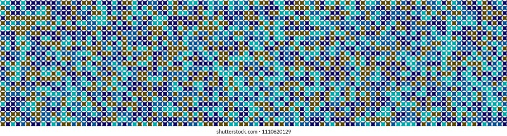 Halftone texture. Trendy pattern with colorful elements for card or print. Horizontal halftone background with color squares for your design. Vector texture.