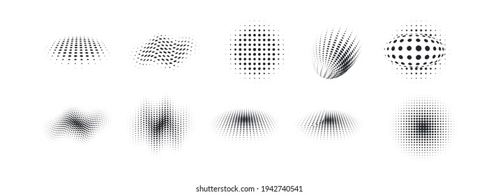 halftone texture vector design elements set