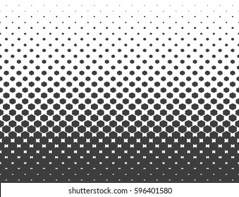 Halftone Texture Vector Isolated On White Background. Seamless Fade Hexagon Pattern. Abstract Illustration.