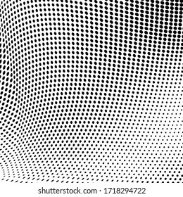 Halftone texture wave. Abstract pattern of dots. Template for printing on tissue packaging paper. Monochrome background