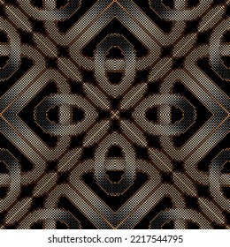 Halftone strukturierte nahtlose Muster. Halbe Töne quadratischen mosaik-floralen Hintergrund. Vektorgrafik-Ziergegend mit trendigem Hintergrund. Moderne Digital-Pixelstildekorationen. Endlose Textur. Geometrisches symmetrisches Design.