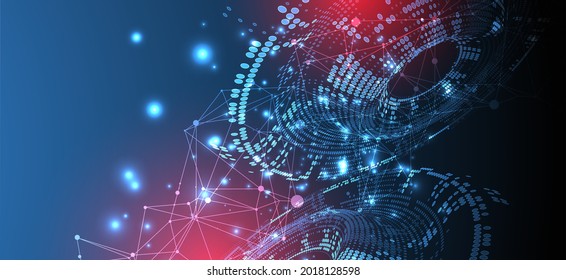 Halftone theme vector. Science abstract background with connecting dots and lines.