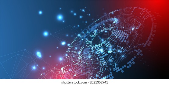 Halftone theme vector. Science abstract background with connecting dots and lines.