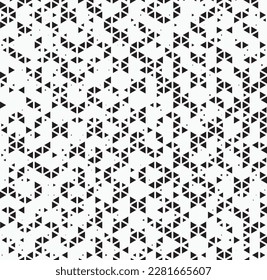 Halftone triangle abstract background. Black and white vector pattern. Abstract design element.