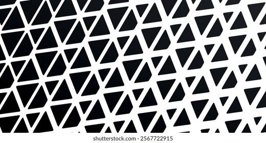 Halftone triangle abstract background. Black and white vector pattern.