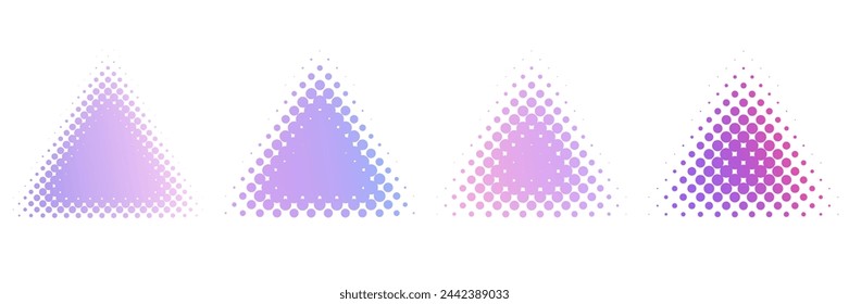 Halftone triangle design elements set (gradient color)
