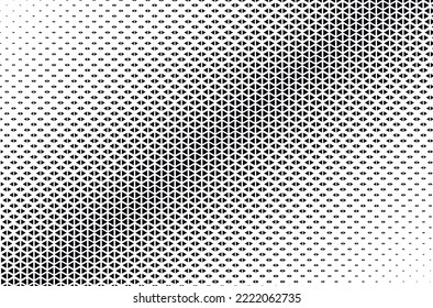 Halftone triangle dots. Triangle halftone pattern. Abstract triangle background.