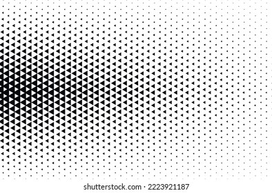 Halftone triangle dots. Triangle halftone pattern. Abstract triangle background.