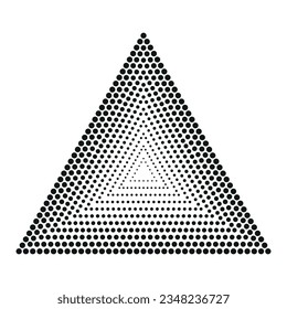 Halftone triangles, halftone dots pattern. Vector halftone geometric dots