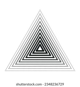 Halftone triangles, halftone dots pattern. Vector halftone geometric dots