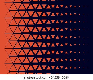 Halftone triangular pattern vector illustration. Geometric seamless pattern on isolated background. Triangle decrease sign concept.