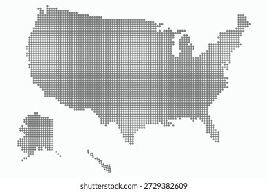 Mapa semitono, mapa punteado de EE.UU., EE.UU. puntos negro símbolo geométrico semitono sobre fondo blanco