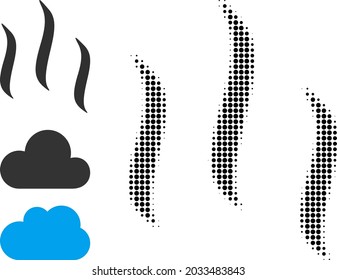 Halftone vapour. Dotted vapour designed with small round dots. Vector illustration of vapour icon on a white background. Halftone pattern contains round dots.