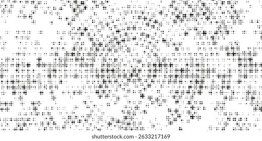 Halftone vector abstract background of circular dots. Texture of particles. Random maze, puzzle. Chaotic ornament. Circular pattern of point. Design of banner, poster website, frames social networks.