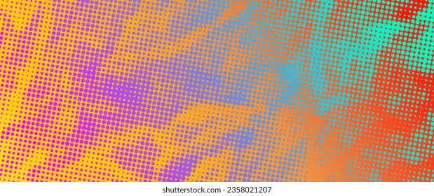 Halftone vector art background for cover design, poster, cover, banner, flyer and cards. Colorful abstract design with blue and purple dots. Multicolor futuristic retro illustration.