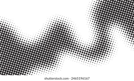 Halftone vector background calming rhythms waves design in black color fit for social media post, poster elements, web, banner, and header website