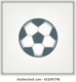 Halftone vector background. Football logo. Soccer ball Icon. Retro soccer ball with frame. eps10