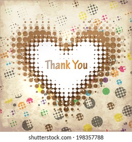Halftone vector background with heart and old paper