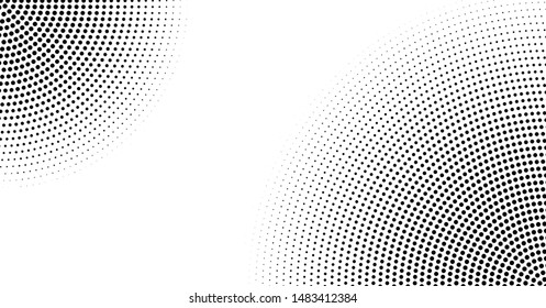 Halftone vector background. Monochrome abstract dotted gradient backdrop. Radial circles