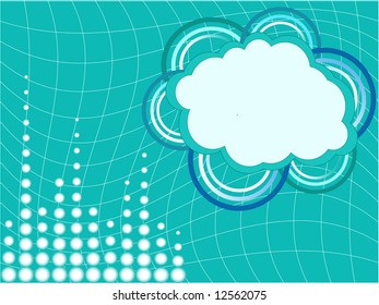 Halftone vector background on wavy grid with space for text, all parts editable