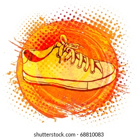 halftone vector background with sneakers