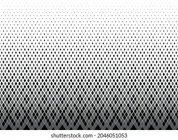 Halftone vector background.Filled with black diamonds .Long fade out. 