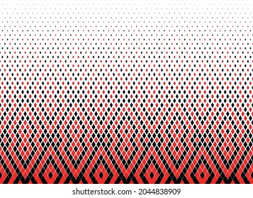 Halftone vector background.Filled with red and black diamonds .Long fade out.