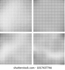 Halftone vector black white. Abstract pattern of dots on a white background. Collection of four textures for printing on business cards, labels, posters, badges and design your own
