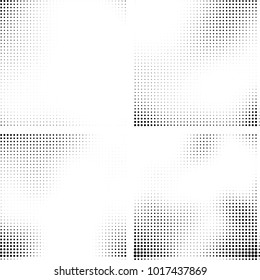 Halftone vector black white. Abstract pattern of dots on a white background. Collection of four textures for printing on business cards, labels, posters, badges and design your own