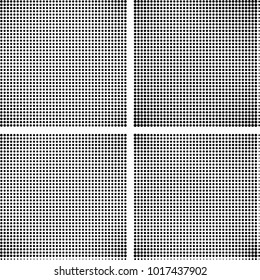 Halftone vector black white. Abstract pattern of dots on a white background. Collection of four textures for printing on business cards, labels, posters, badges and design your own