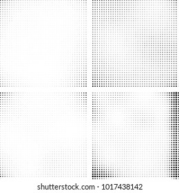 Halftone vector black white. Abstract pattern of dots on a white background. Collection of four textures for printing on business cards, labels, posters, badges and design your own